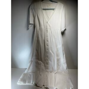 Louise Misha Women’s Sz 40 US Sz 8 Dress White Organic Gauzy Cotton Boho FLAWS